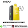 Yellow and black disposable vape mango ice flavor with 'PODSALT' branding on a white background.