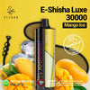 Elf Bar E-Shisha Luxe 30000 Puffs Mango Ice flavor, showcasing vibrant design and mango graphics.