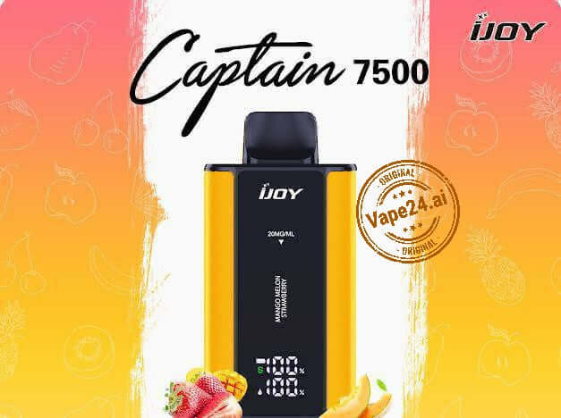 Ijoy Captain 7500 Puffs Vape – 20mg, Rechargeable, Best Flavors UAE Flavors: Mango Melon Strawberry