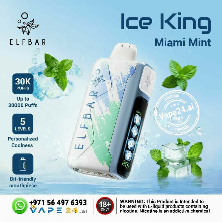 Buy ELF BAR Ice King 30K Puffs 50mg Nicotine in Dubai Flavors: Miami Mint