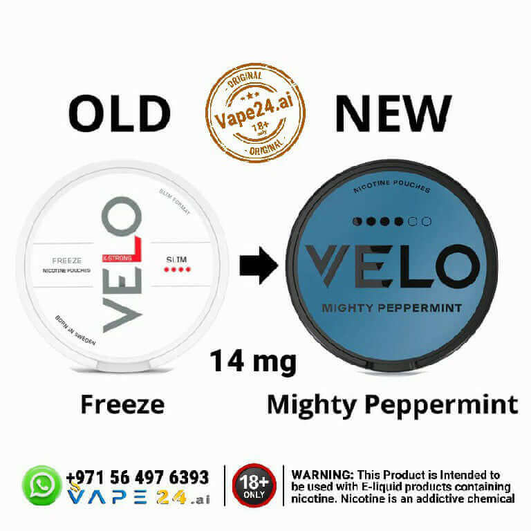 Order VELO Nicotine Pouches Made in Sweden - Best Price in DubaiFlavors ::: Mighty Peppermint 14mg