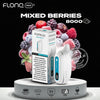 FLONQ MAX S vape device with packaging and mixed berries on a black background
