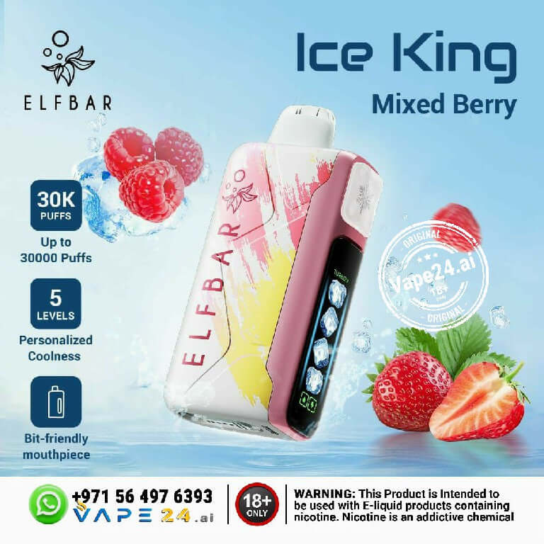 Buy ELF BAR Ice King 30K Puffs 50mg Nicotine in Dubai Flavors: Mixed Berry