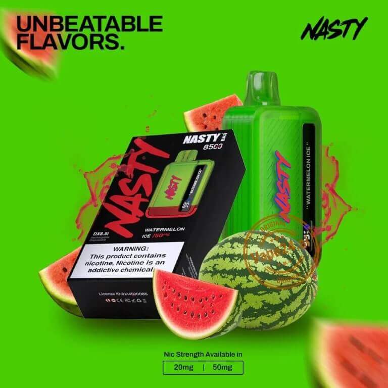 Buy Nasty Bar 8500 Disposable Vape - Fast Dubai Delivery Flavors-: Watermelon Ice