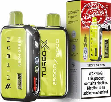 Rifbar Turbo X Vape 15,000 Puffs – Disposable Vape in Dubai Flavors: Neon Green