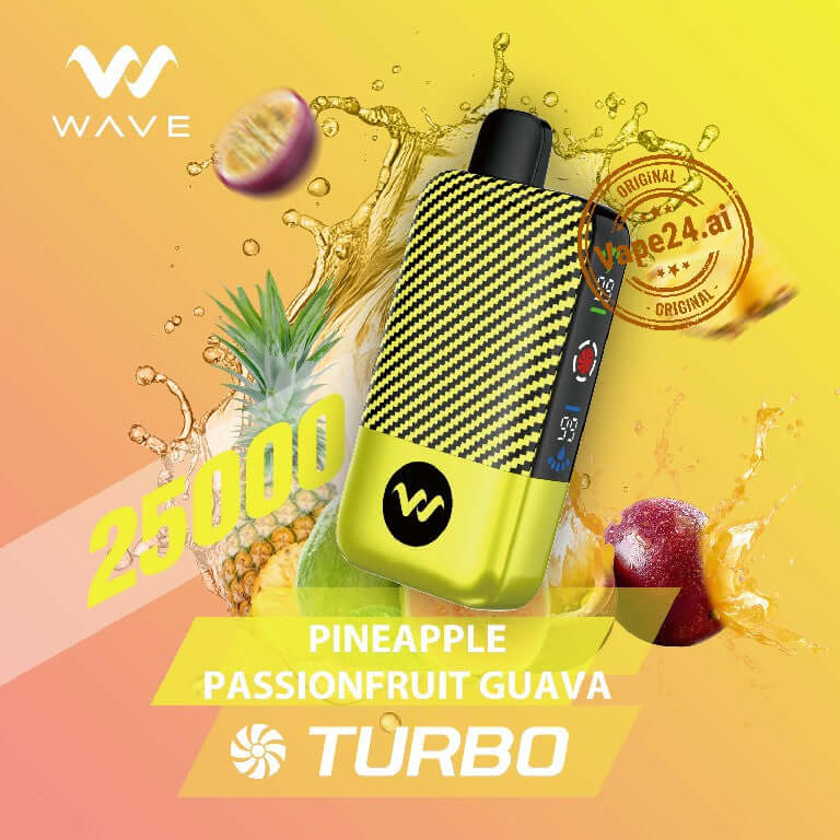 Wave Turbo 25,000 Puffs Disposable Vape – Buy in UAE Flavors: Pineapple Passionfruit Guava