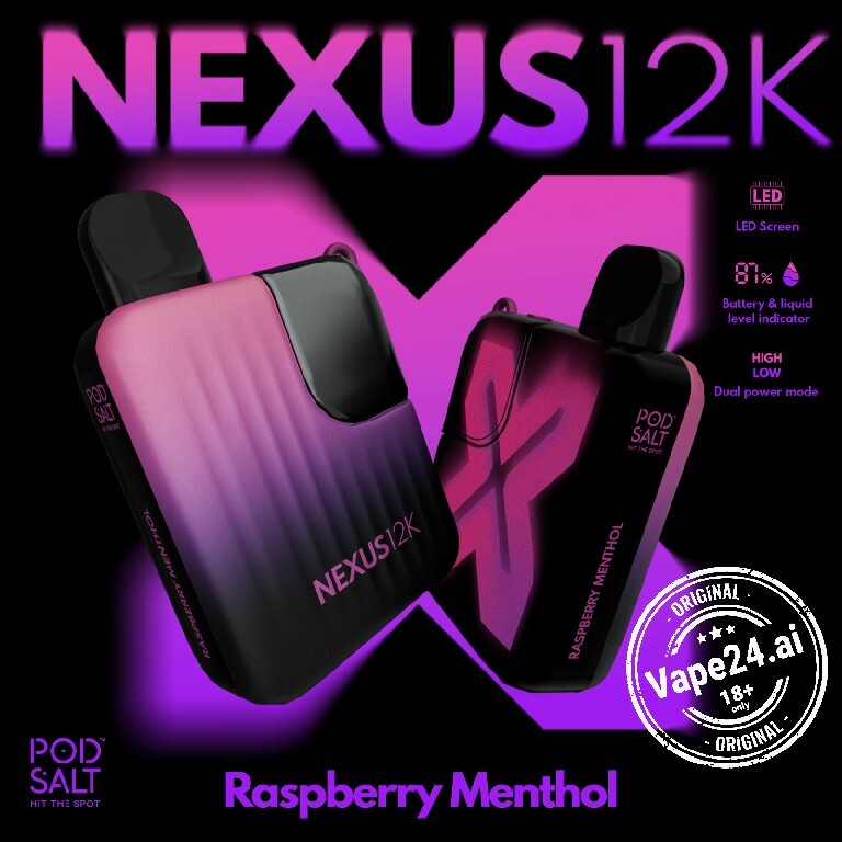 Buy Pod Salt Nexus 12000 Puffs Disposable Vape in Dubai UAE FLAVOR ::: Raspberry Menthol