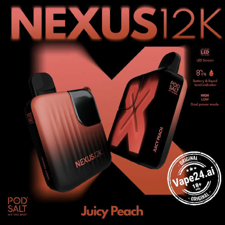 Buy Pod Salt Nexus 12000 Puffs Disposable Vape in Dubai UAE FLAVOR ::: Juicy peach