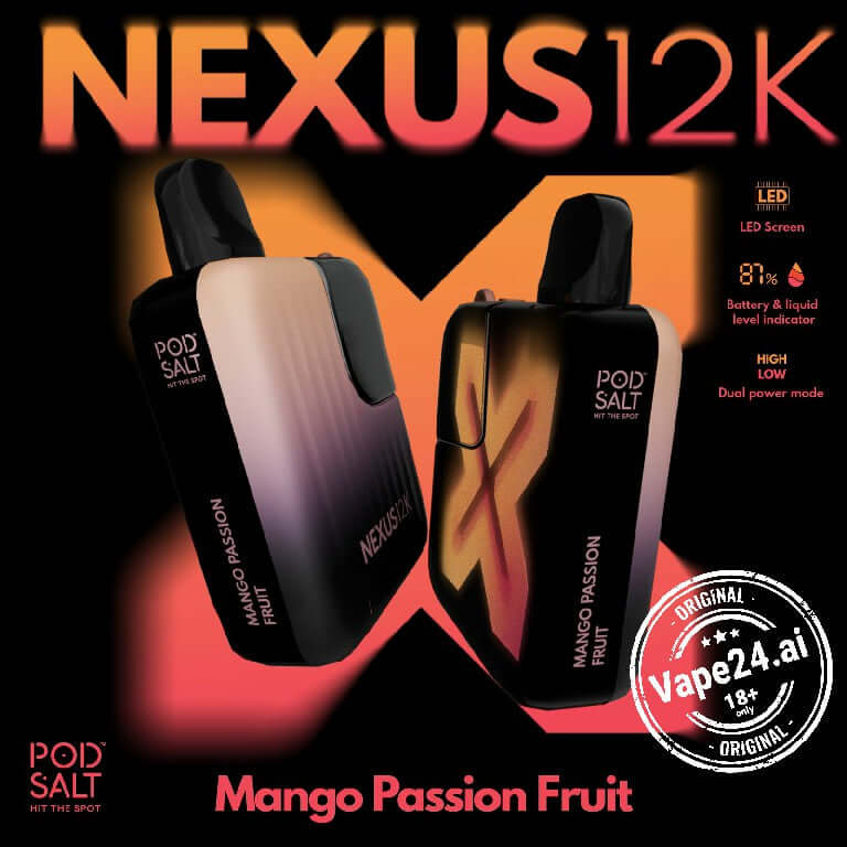 Buy Pod Salt Nexus 12000 Puffs Disposable Vape in Dubai UAE FLAVOR ::: Mango Passion Fruit