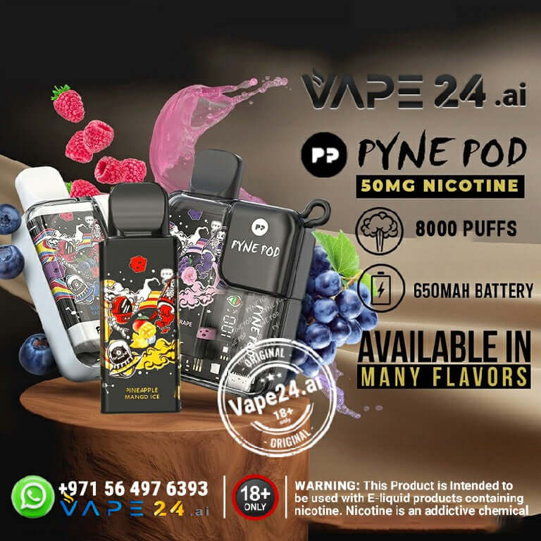 Pyne Pod 8000 Puffs Disposable Vape | Replaceable Pod | 50mg vape24.ai Pyne Pod 8000 Puffs Disposable Vape | Replaceable Pod | 50mg vape24.ai