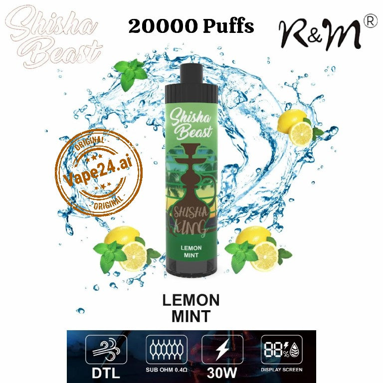 R&M Shisha Beast 20000 Puffs Disposable Vape Lemon Mint Flavor in Dubai