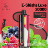Elf Bar E-Shisha Luxe 30000 Raspberry Mint disposable vape with berry background.
