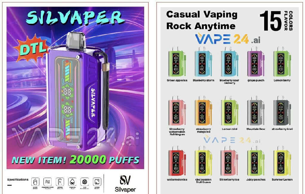 Silvape 20000 Puffs DTL Disposable Vape with 15 Flavor Options in Dubai