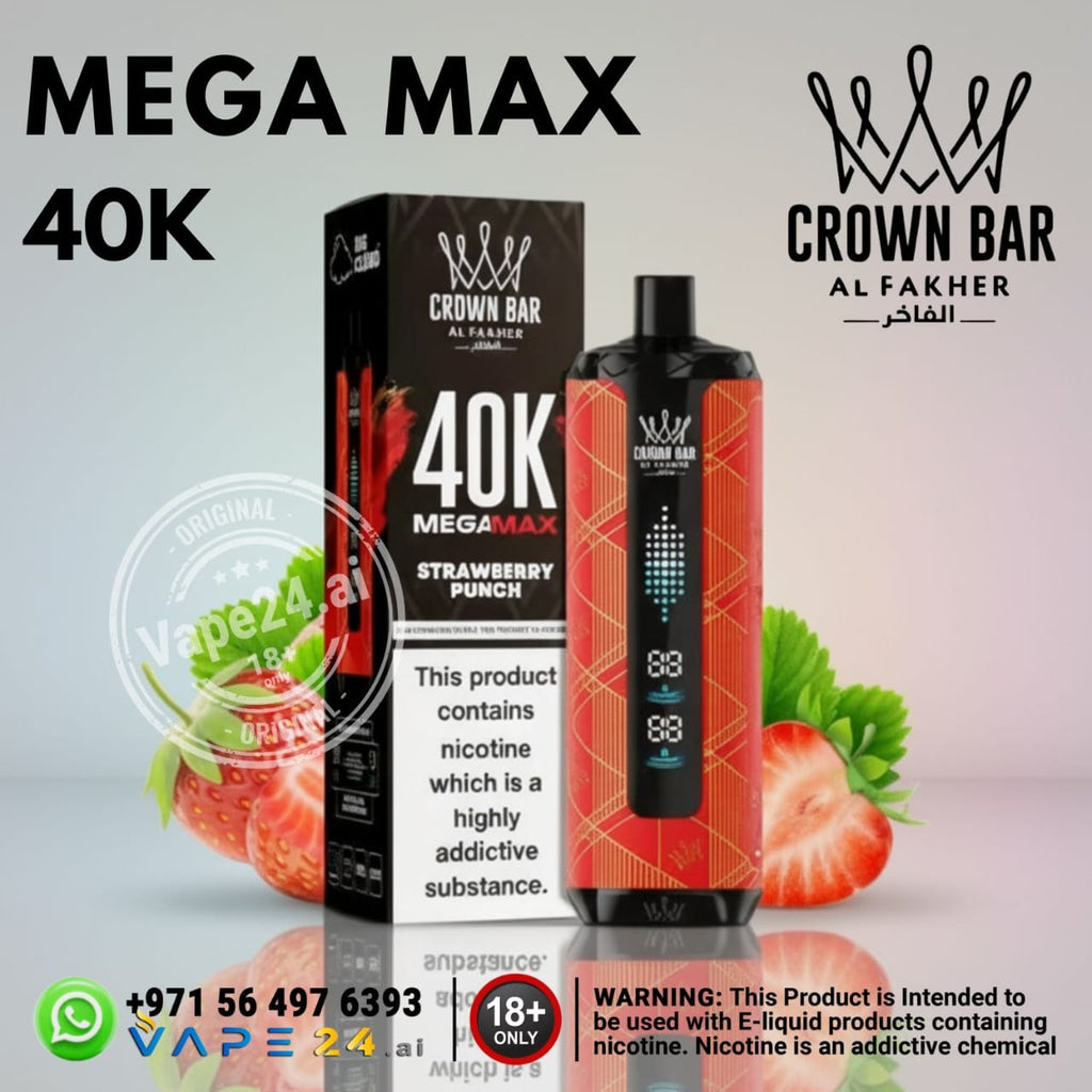 Al-Fakher-Crown-Bar-Mega-Max-40k-Puffs-Strawberry-Punch