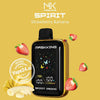 MASKKING SPIRIT 25000 Puffs Disposable Vape in Strawberry Banana flavor with fruits on a vibrant background.