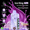 Elf Bar Ice King Pro Taro Ice Cream vape device with purple liquid splash on a black background