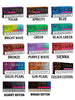 Various colored boxes of Terea with names listed below each.
