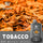 Silvaper vape device with tobacco leaves on a textured orange background