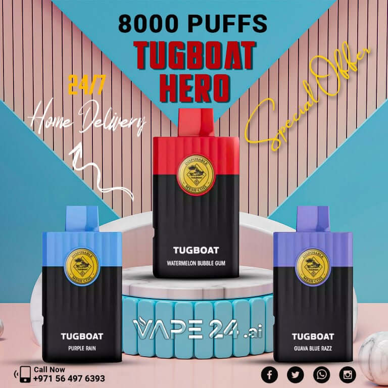 Buy Tugboat Hero 8000 Vape Online - Best Price in UAE Flavors-: Aloe Grape