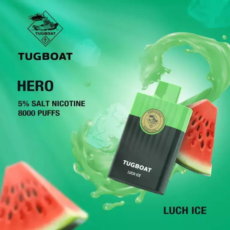 Buy Tugboat Hero 8000 Vape Online - Best Price in UAE Flavors-: Lush Ice