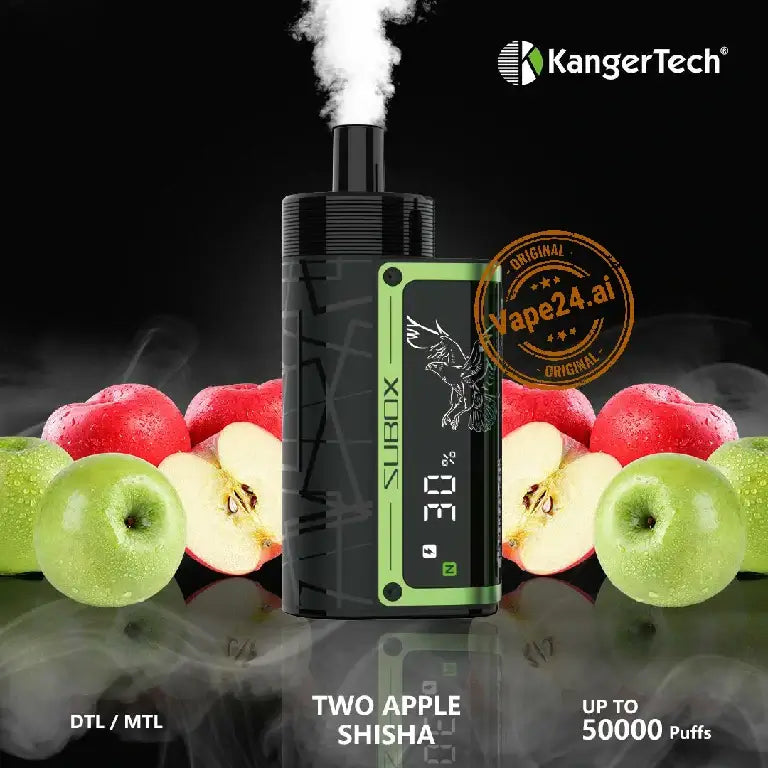 KangerTech Subox vape in Two Apple flavor, offering up to 50000 puffs, ideal for DTL/MTL vaping in Dubai.