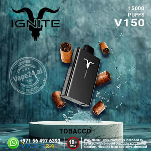 IGNITE V150 Disposable Vape 15000 Puffs – 20mg & 50mg UAE Flavors-tobacco