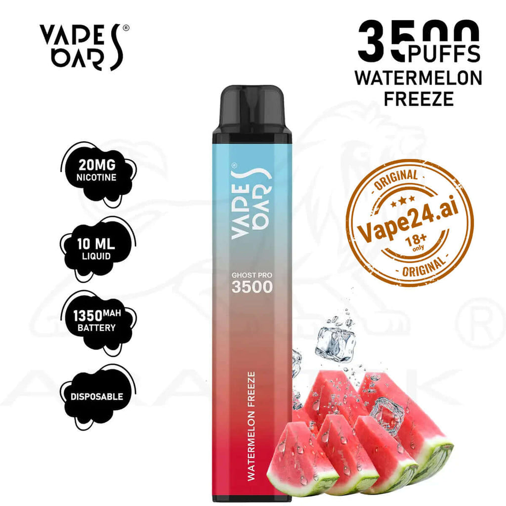 Vape Bar Ghost Pro 3500 Puffs Watermelon Freeze Disposable Vape with 20mg Nicotine - Perfect for a Refreshing Vaping Experience