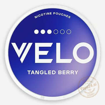 VELO Tangled Berry nicotine pouches packaging, colorful design suitable for a modern nicotine experience.