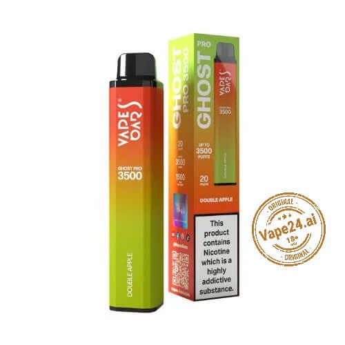 Vape Bar Ghost Pro 3500 Puffs Double Apple flavor, available for online purchase in UAE, featuring up to 3500 puffs for vaping.