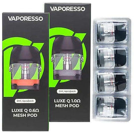 Vaporesso Luxe Q Replacement Pods 4-Pack with 2ml and 3ml mesh pods for enhanced vaping experience.