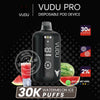 Vudu Pro disposable pod device with watermelon ice flavor on a black background