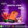 Orange vape device with watermelon and dragon fruit graphics on a purple background, featuring the brand 'IGNITE'.