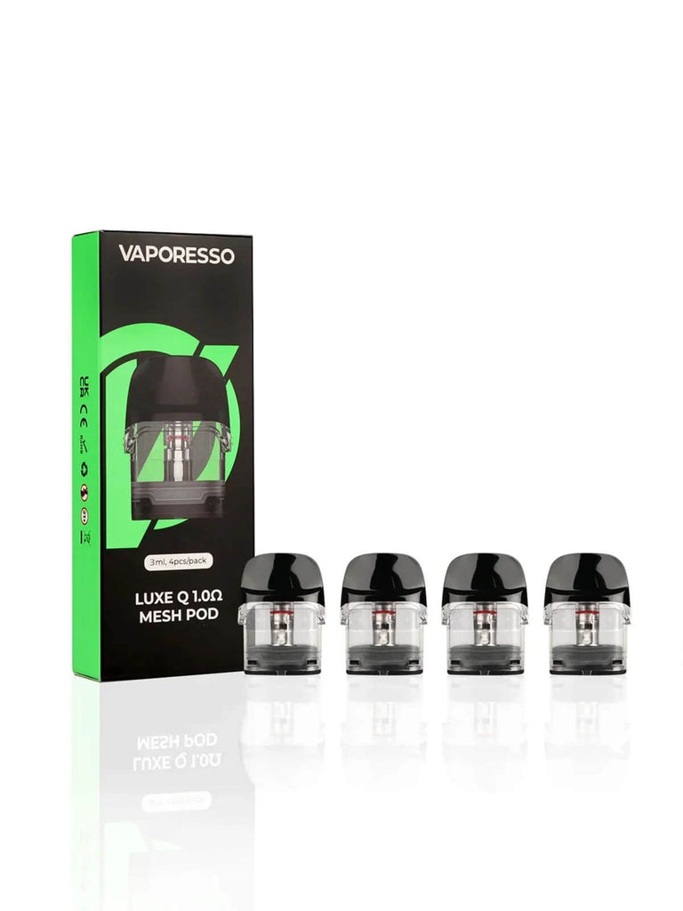 Vaporesso Luxe Q Replacement Pods 4-Pack with 2ml and 3ml mesh pods for optimal vaping performance