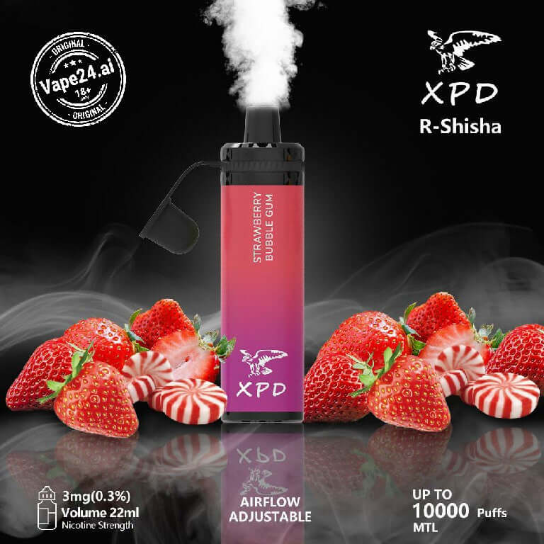 XPD BAR R Shisha 10000 Puffs Disposable Vape in UAEFlavors ::: Strawberry Bubble Gum