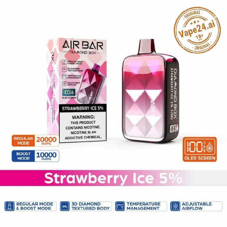 Air Bar Diamond Box 20000 Puffs - Best Vape in DubaiFlavors ::: Strawberry Ice