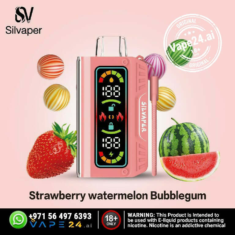 Silvape Strawberry Watermelon Bubblegum Vape with Digital Display and Flavor Icons