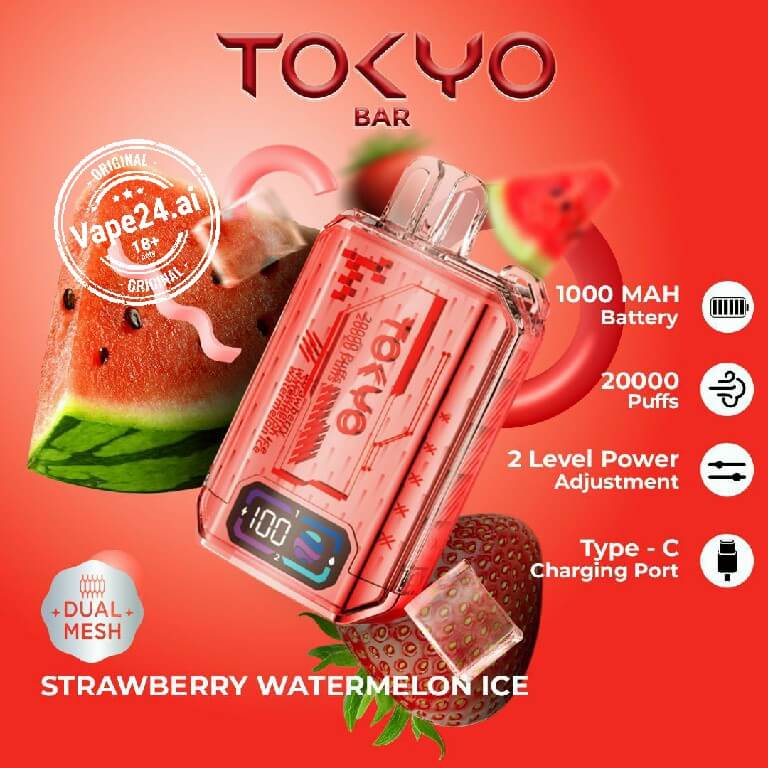 Buy TOKYO Bar 20000 Puffs Disposable Vape in Dubai FLAVOR ::: Strawberry watermelon ice