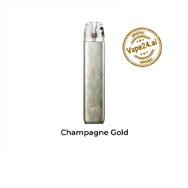 Uwell Caliburn G4 Mini 35W Pod System in Champagne Gold color, compact and portable vaping device.