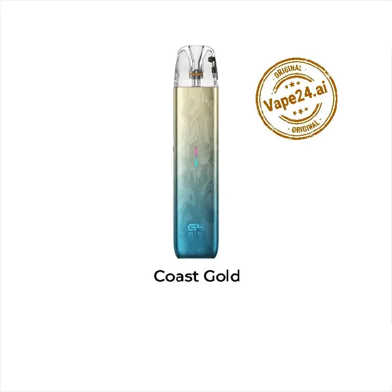 Uwell Caliburn G4 Mini Pod System in Coast Gold color, showcasing compact design and performance.