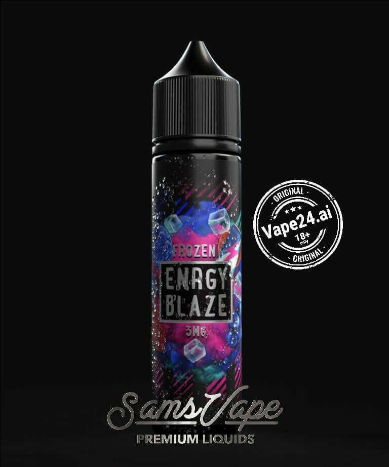 SAMS VAPE Frozen Energy Blaze e-liquid 60ml bottle with vibrant graphics and 3mg nicotine strength.