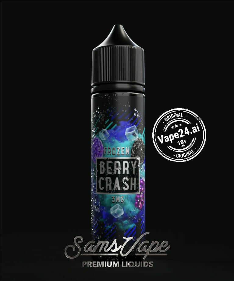 SAMS VAPE Frozen Berry Crash E-Liquid bottle, 60ml, premium vaping flavor design.