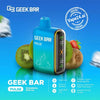Geek Bar Pulse 15000 Puffs Disposable Vape in Strawberry Kiwi Ice flavor with dual core technology, 2% nicotine, and 850mAh rechargeable battery.