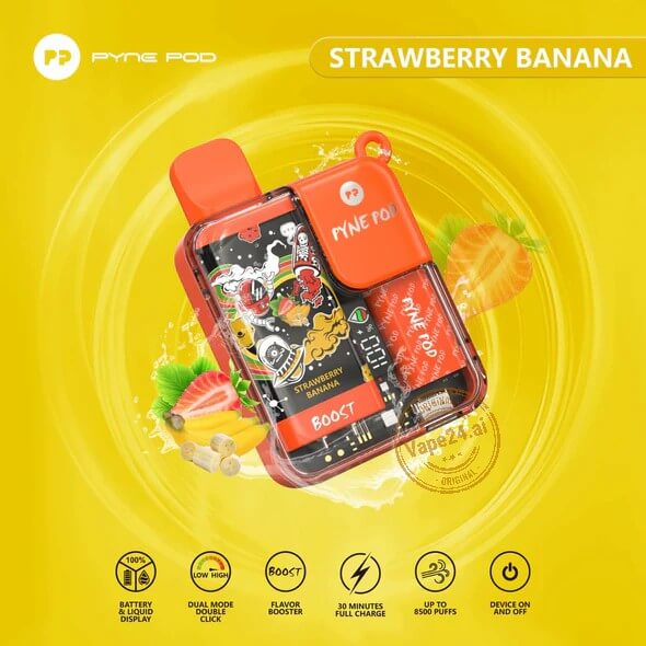 PYNE POD 8500 - Ultimate Disposable Vape in Dubai Flavors-: Strawberry Banana