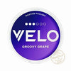 VELO Groovy Grape Nicotine Pouches packaging showcasing vibrant purple design.