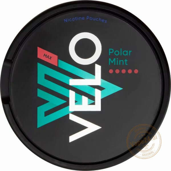 VELO Polar Mint Nicotine Pouches container showcasing modern design, available for instant delivery in Dubai.