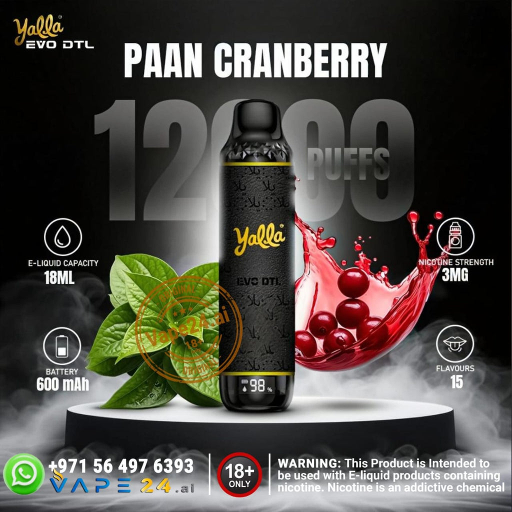 Yalla EVO 12000 DTL Vape Dubai | Fast Delivery UAE vape24.ai Yalla EVO 12000 DTL Vape Dubai | Fast Delivery UAE vape24.ai