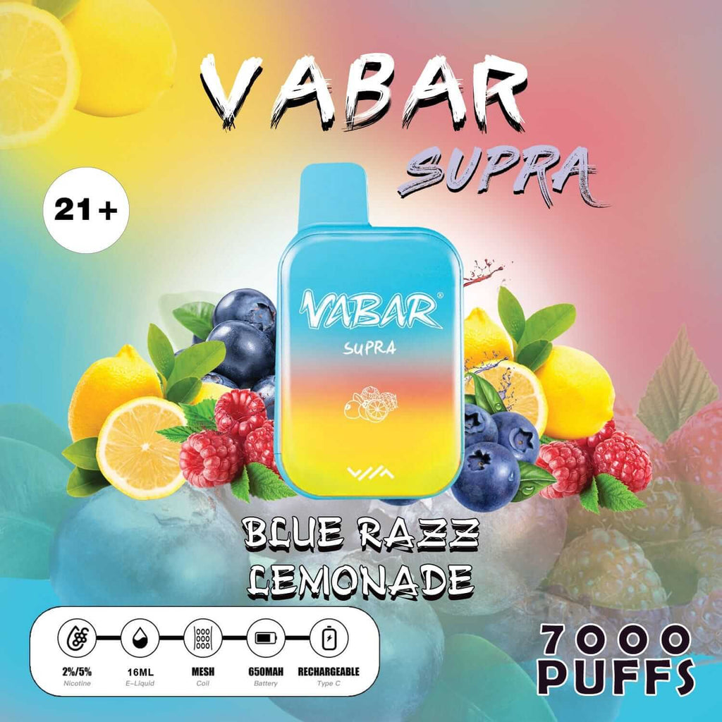 Vabar Supra 7000 Puffs Disposable in UAE 2023Material: Blue Razz Lemonade