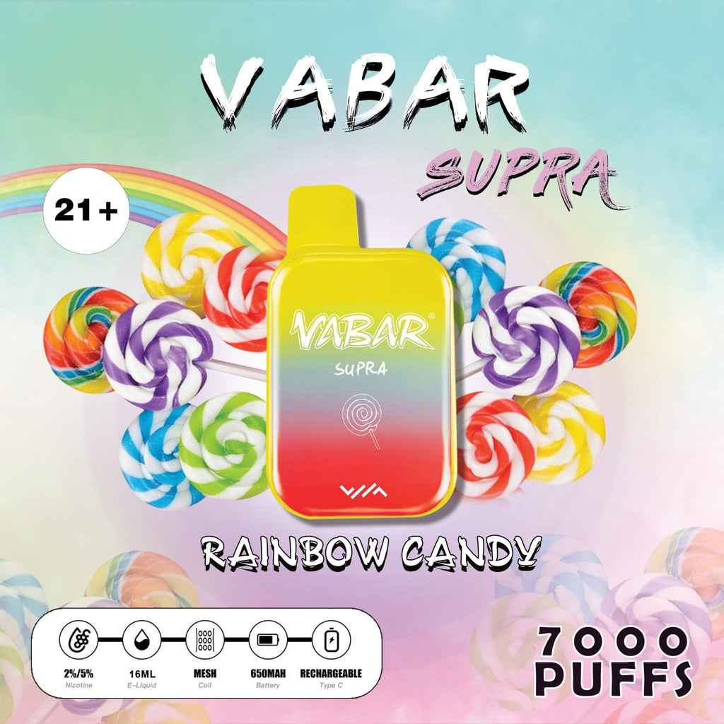 Vabar Supra 7000 Puffs Disposable in UAE 2023Material: Rainbow candy