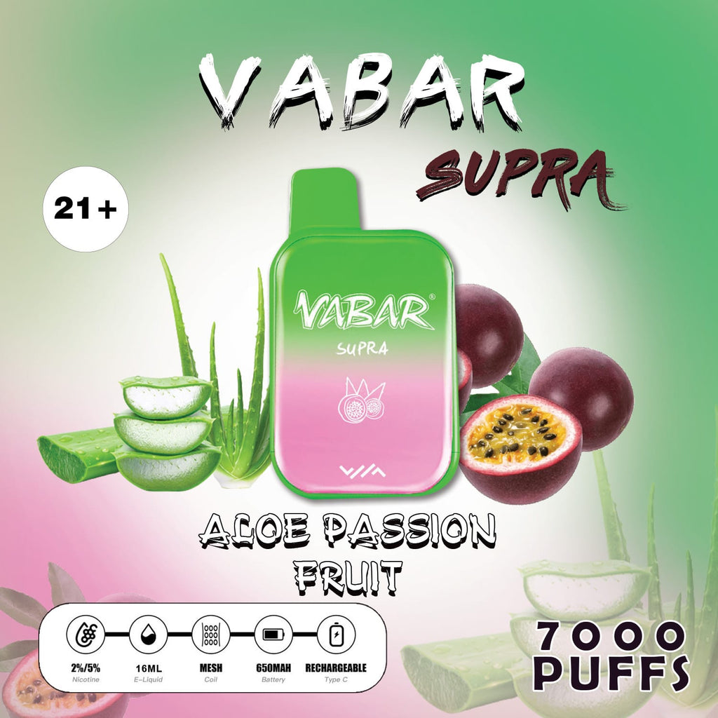 Vabar Supra 7000 Puffs Disposable in UAE 2023Material: Aloe Passion fruit