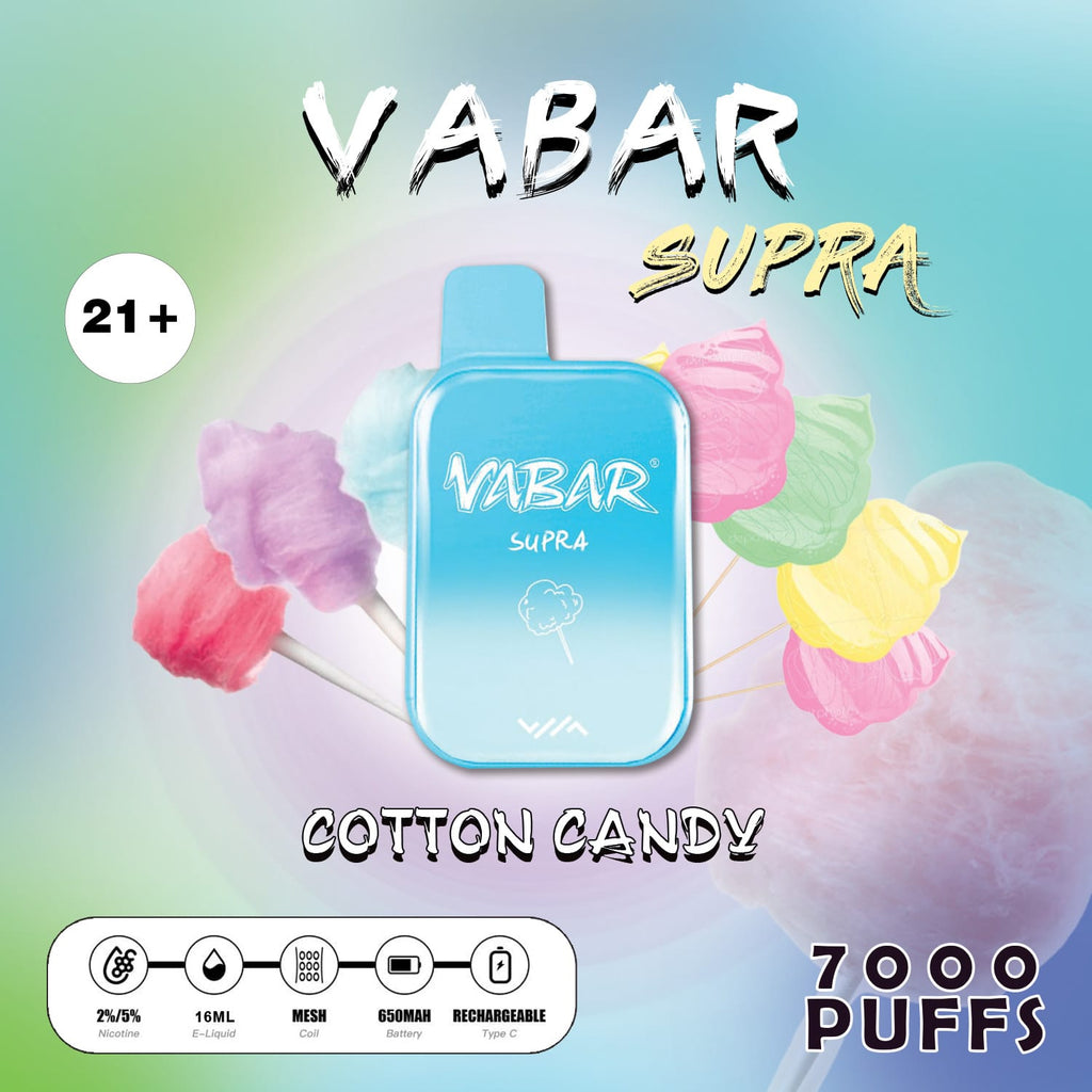 Vabar Supra 7000 Puffs Disposable in UAE 2023Material: Cotton Candy